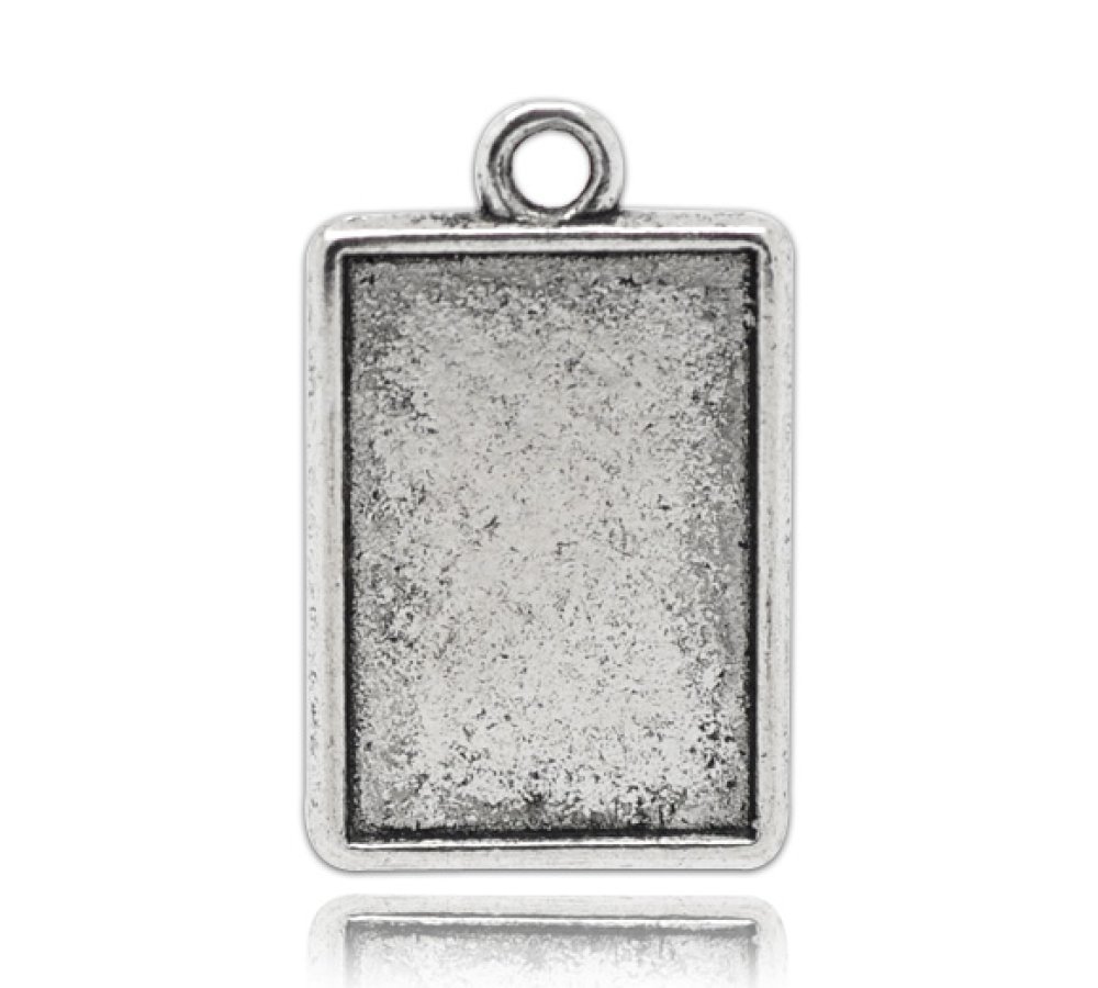 1 rektangulär cabochonhållare N°04 Silver