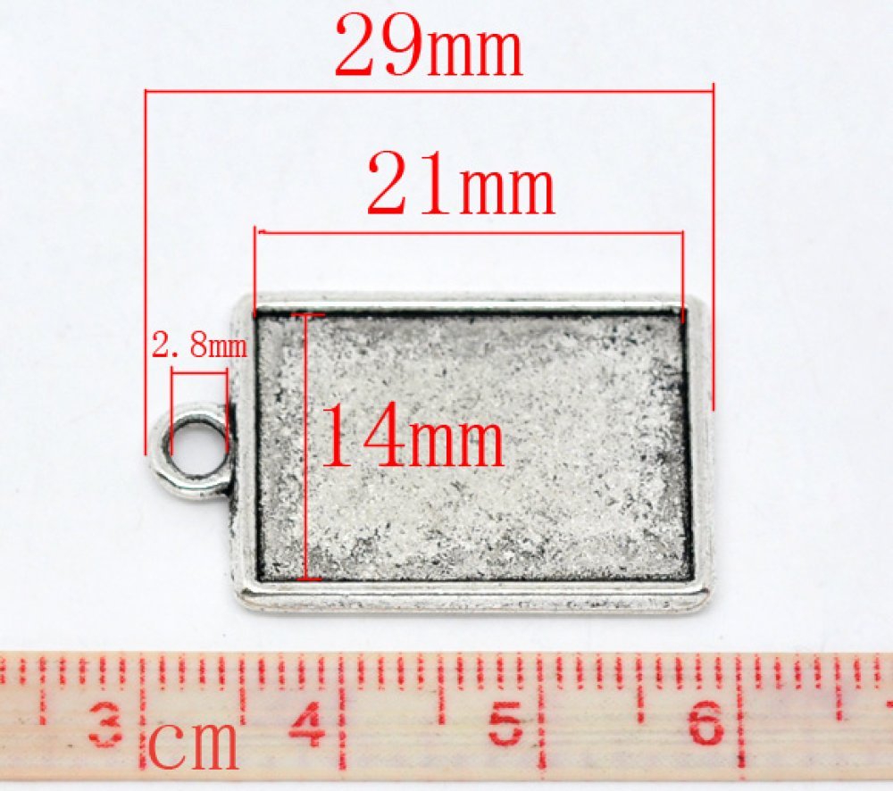 1 rektangulär cabochonhållare N°04 Silver
