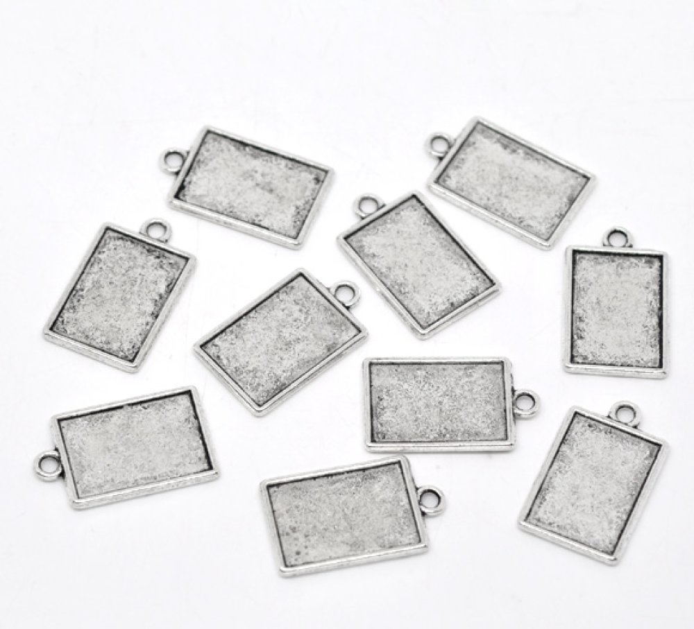 1 rektangulär cabochonhållare N°04 Silver