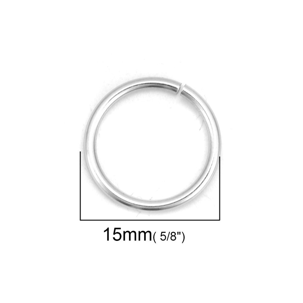 20 öppna anslutningsringar 15 mm Rostfritt