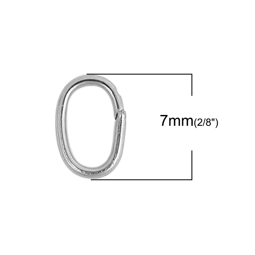 20 Öppna ovala fogringar 07 X 4 mm Rostfritt stål