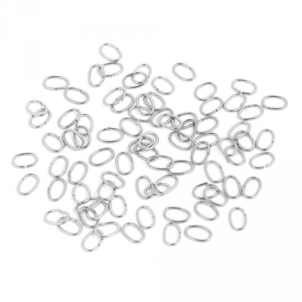 20 &Ouml;ppna ovala fogringar 07 X 4 mm Rostfritt st&aring;l