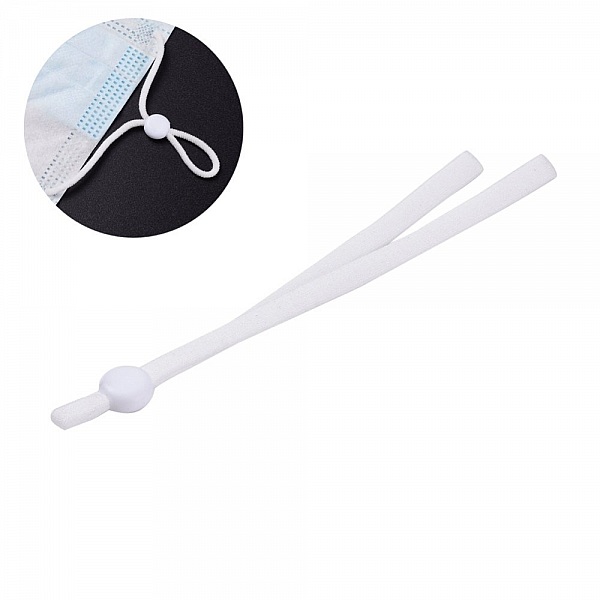 20 vita elastiska band med justerbart sp&auml;nne f&ouml;r masker.