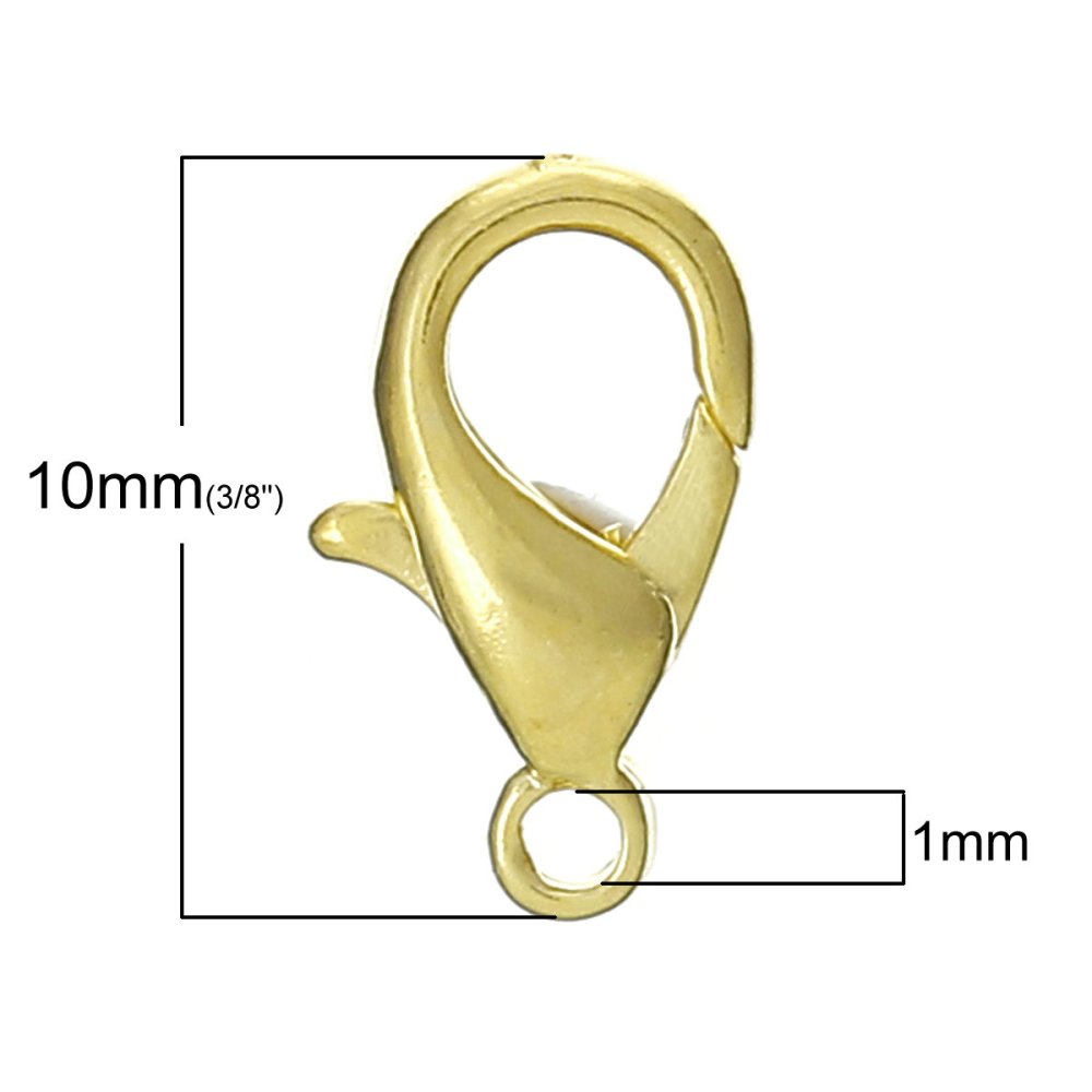 20 karbinhakarbiner 10 x 06 mm guldpläterade