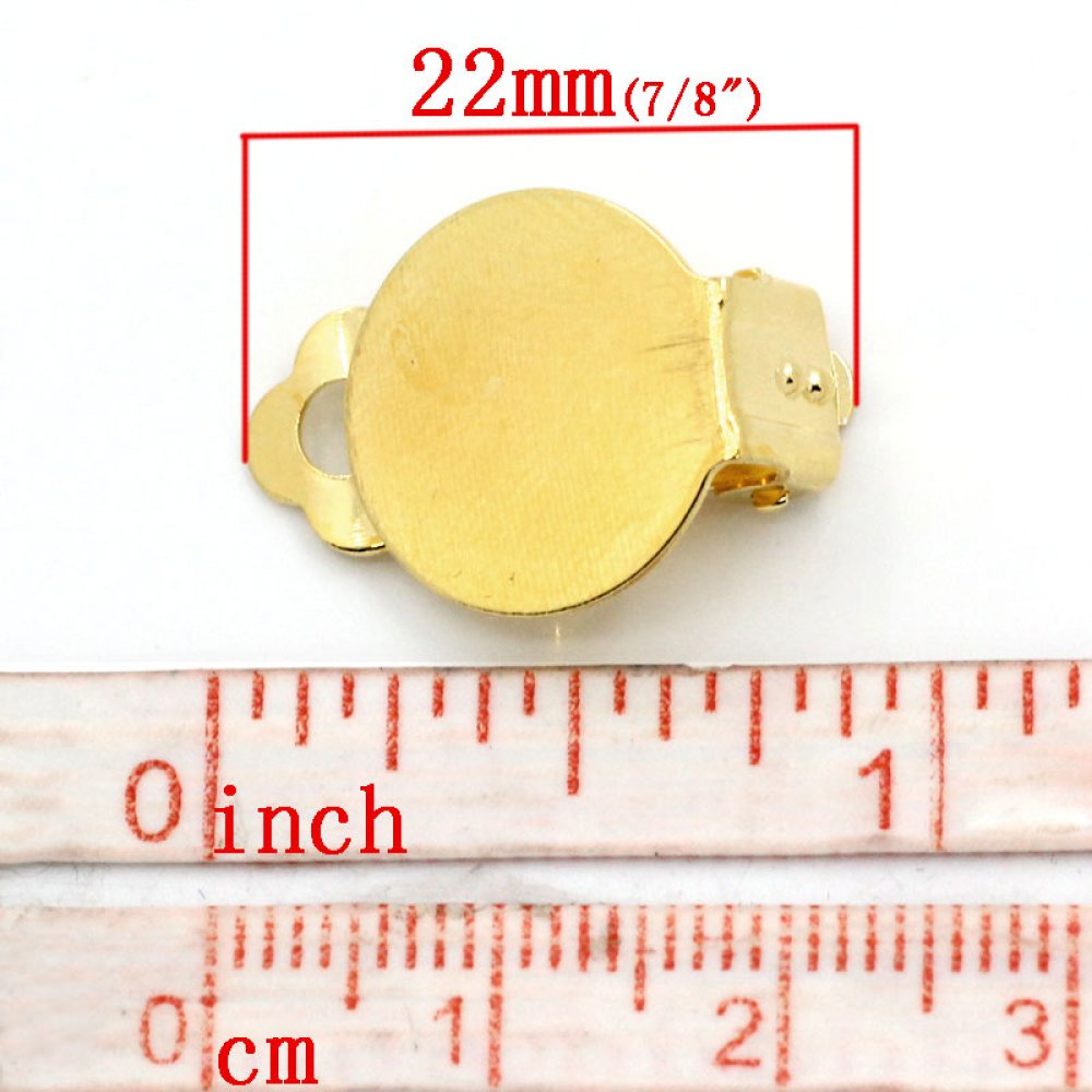 20 örhängen med clips Plateau 15 mm guld