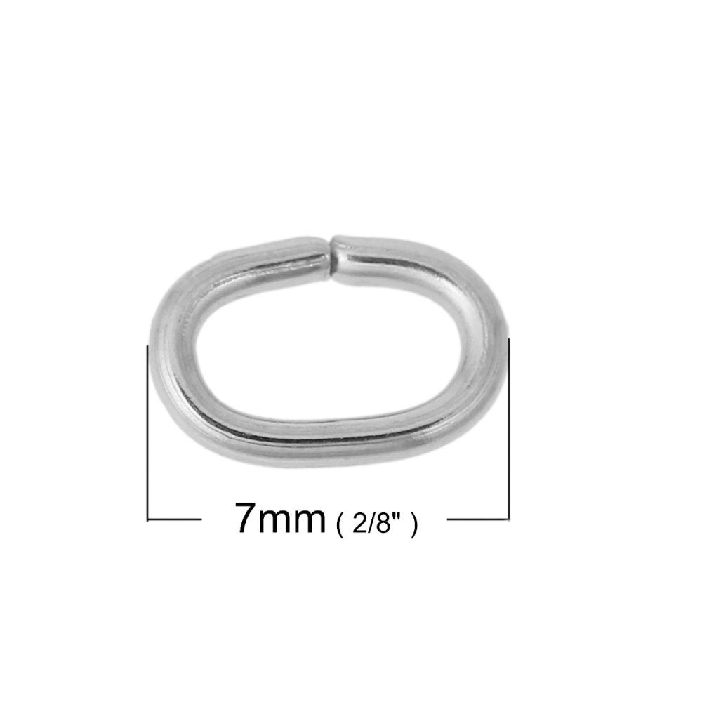 2 öppna ovala fogringar 07 X 5 mm Rostfritt stål