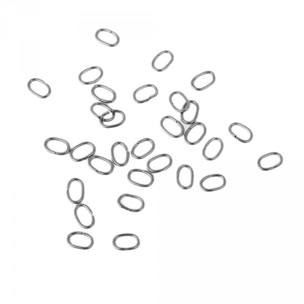 2 &ouml;ppna ovala fogringar 07 X 5 mm Rostfritt st&aring;l