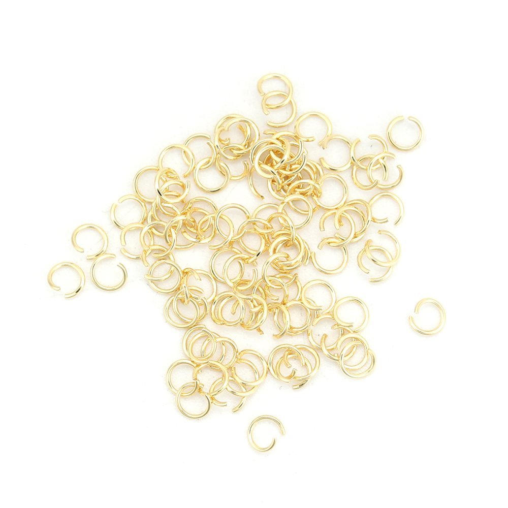2 öppna förbindningsringar 03 mm Rostfritt stål guldpläterat