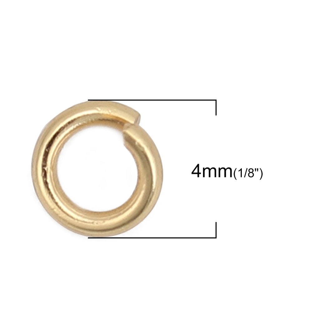 2 öppna förbindningsringar 04 mm Rostfritt stål förgyllt nr 03