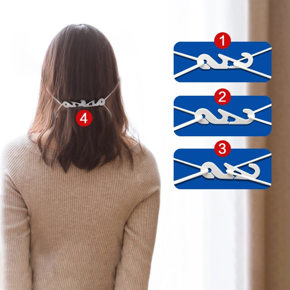 2 elastiska band Justerbar öronskydd, öronsmärtsresistent Vit
