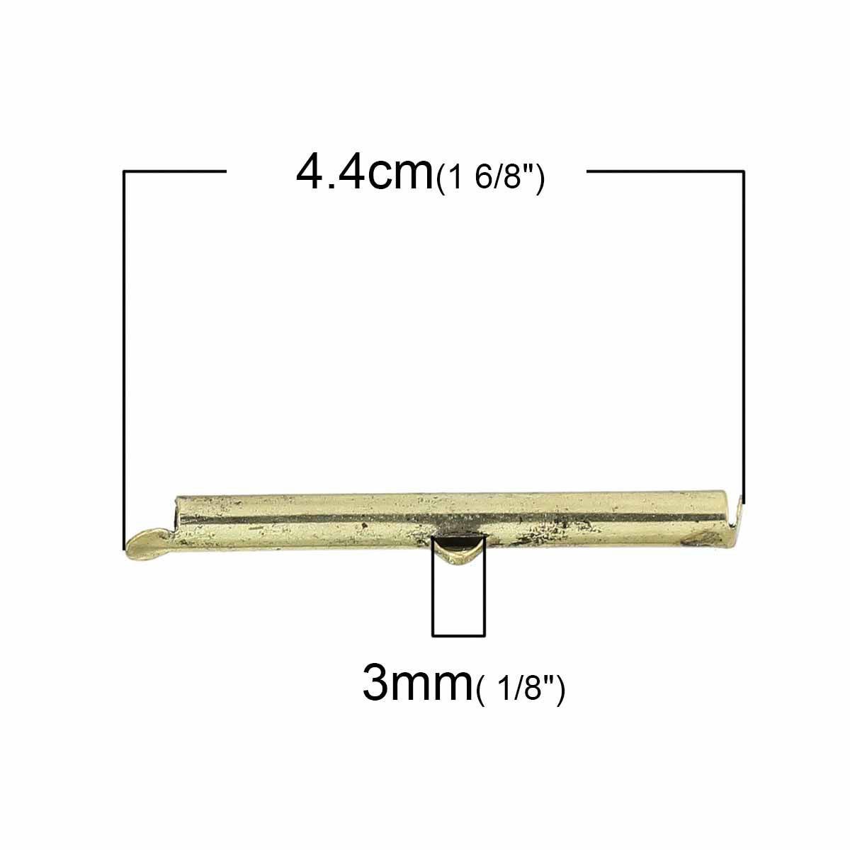 2 spännen slutkapslar kopparrör antik brons 40x6mm-72433 