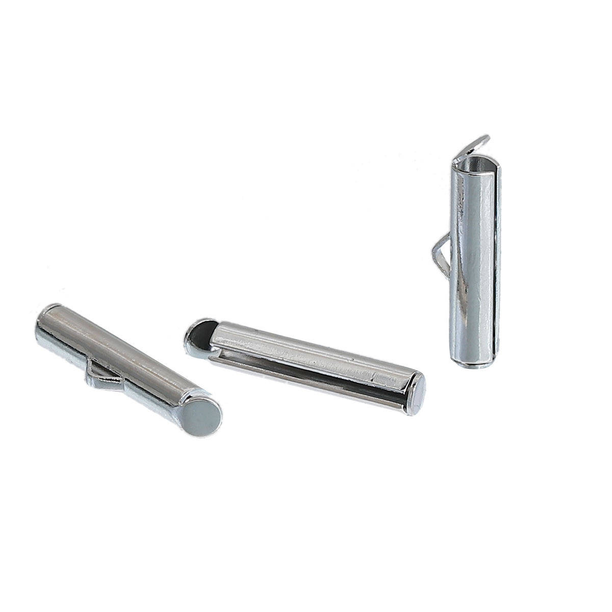 2 kopparrörspännen, silver matt, 20x6mm-845 