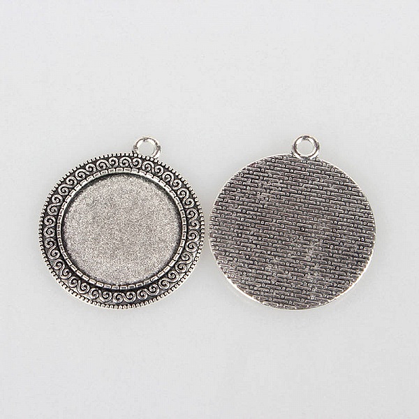 2 x 25mm silver cabochon h&aring;llare, cabochon h&auml;ngande 52AS 