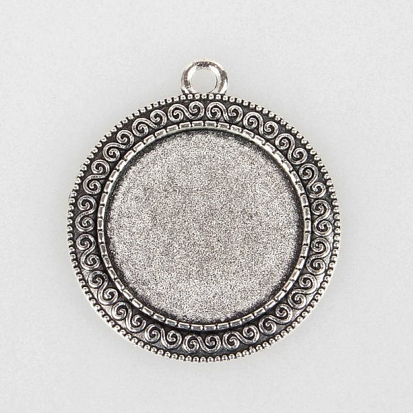 2 x 25mm silver cabochon h&aring;llare, cabochon h&auml;ngande 52AS 