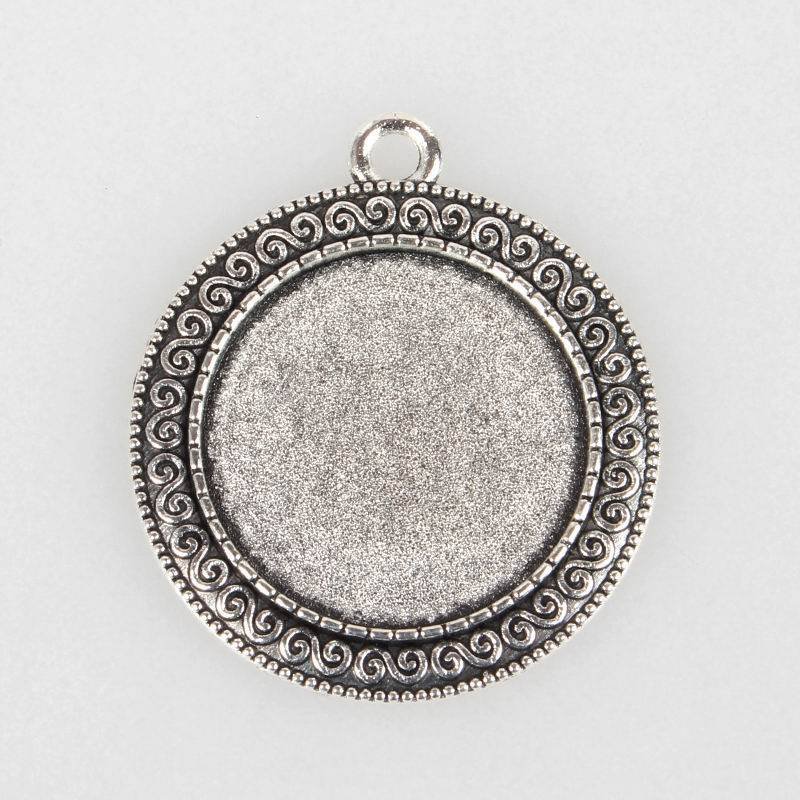 2 x 25mm silver cabochon hållare, cabochon hängande 52AS 
