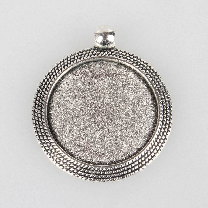 2 x 25mm silver cabochon hållare, cabochon hängen 71AS