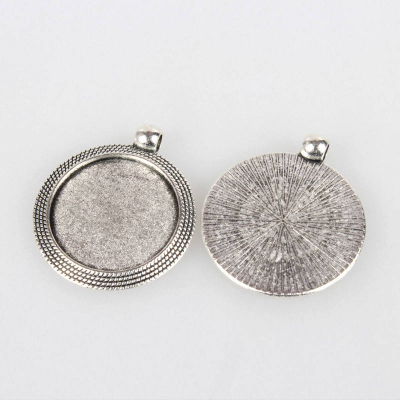 2 x 25mm silver cabochon hållare, cabochon hängen 71AS
