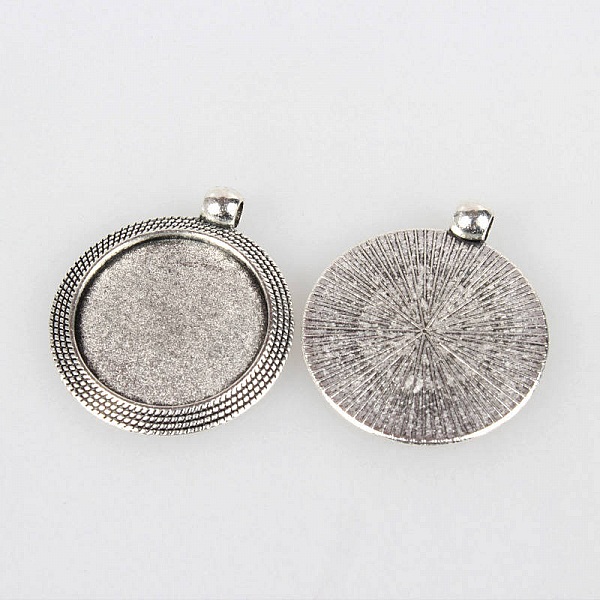 2 x 25mm silver cabochon h&aring;llare, cabochon h&auml;ngen 71AS