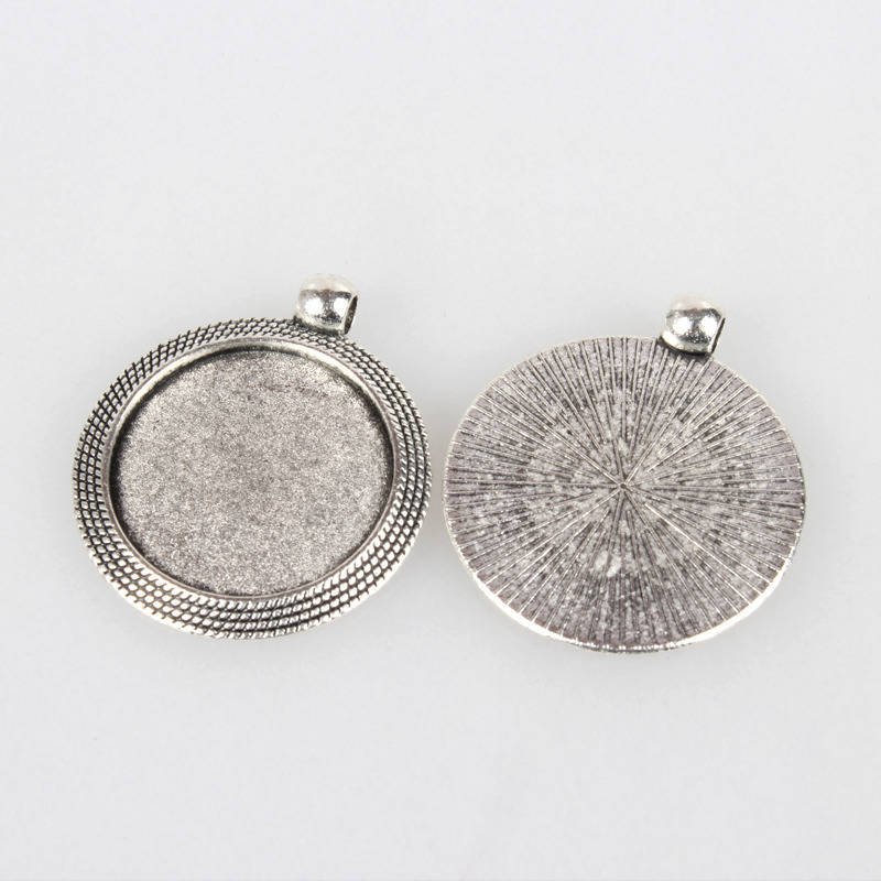 2 x 25mm silver cabochon hållare, cabochon hängen 71AS