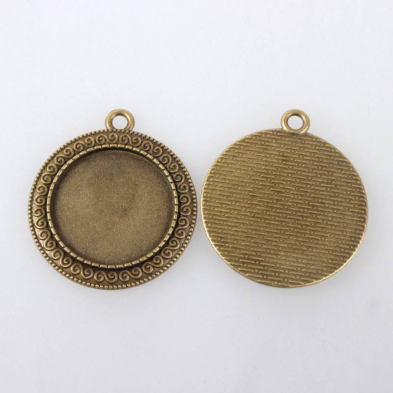 2 x 25mm brons cabochon hållare, cabochon hängare 119AB 