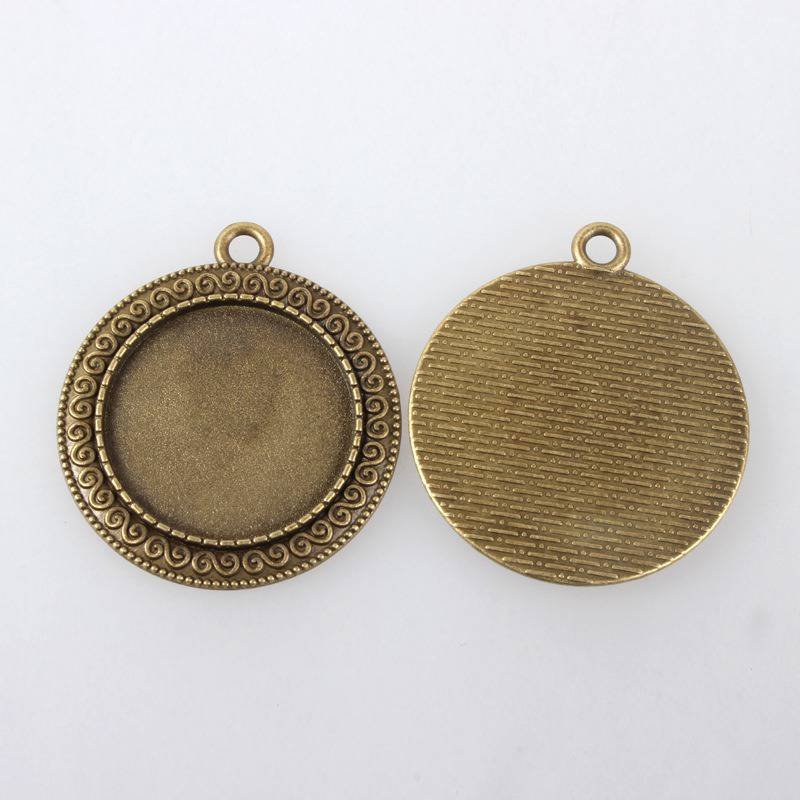 2 x 25mm brons cabochon hållare, cabochon hängare 119AB 