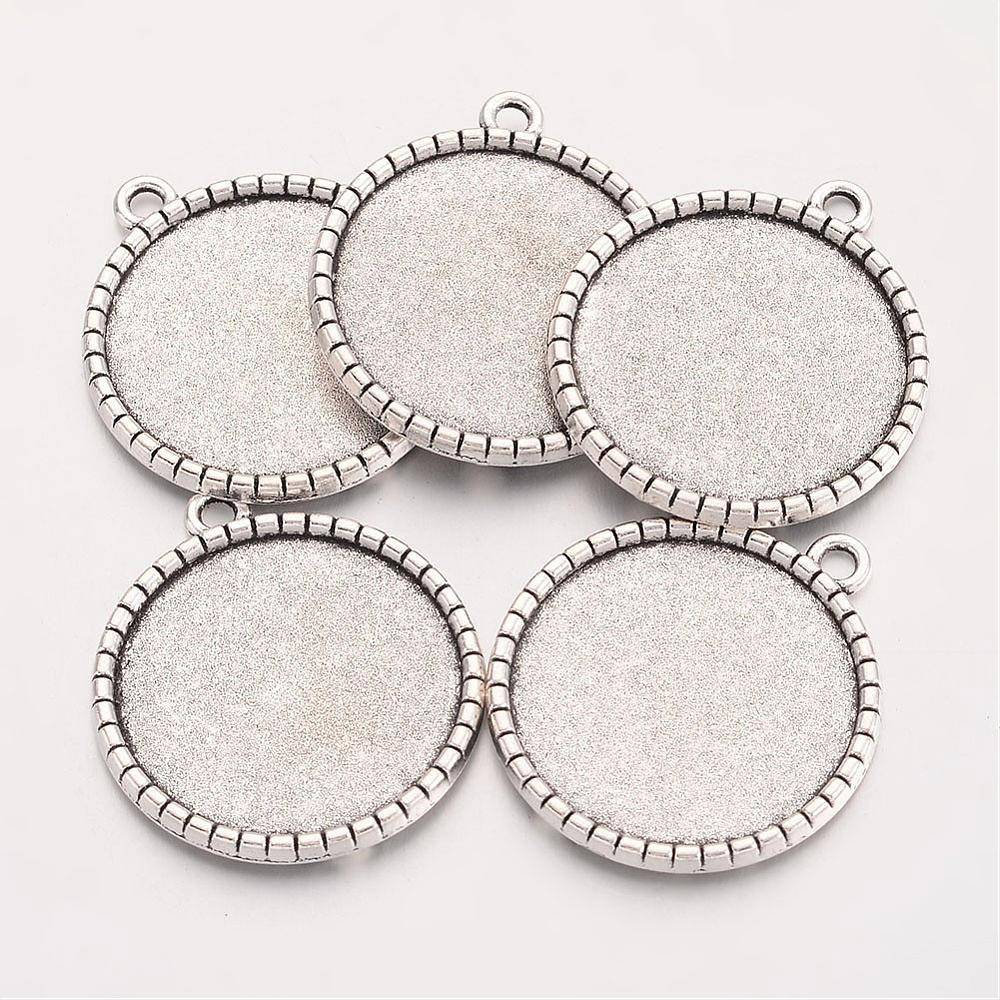 2 x 25mm silver cabochon hållare, cabochon hängare 19AS-RS 