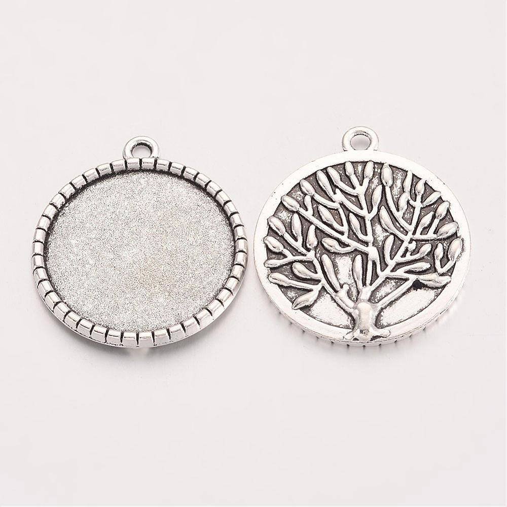 2 x 25mm silver cabochon hållare, cabochon hängare 19AS-RS 