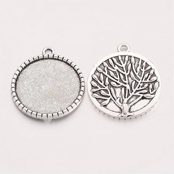 2 x 25mm silver cabochon h&aring;llare, cabochon h&auml;ngare 19AS-RS 