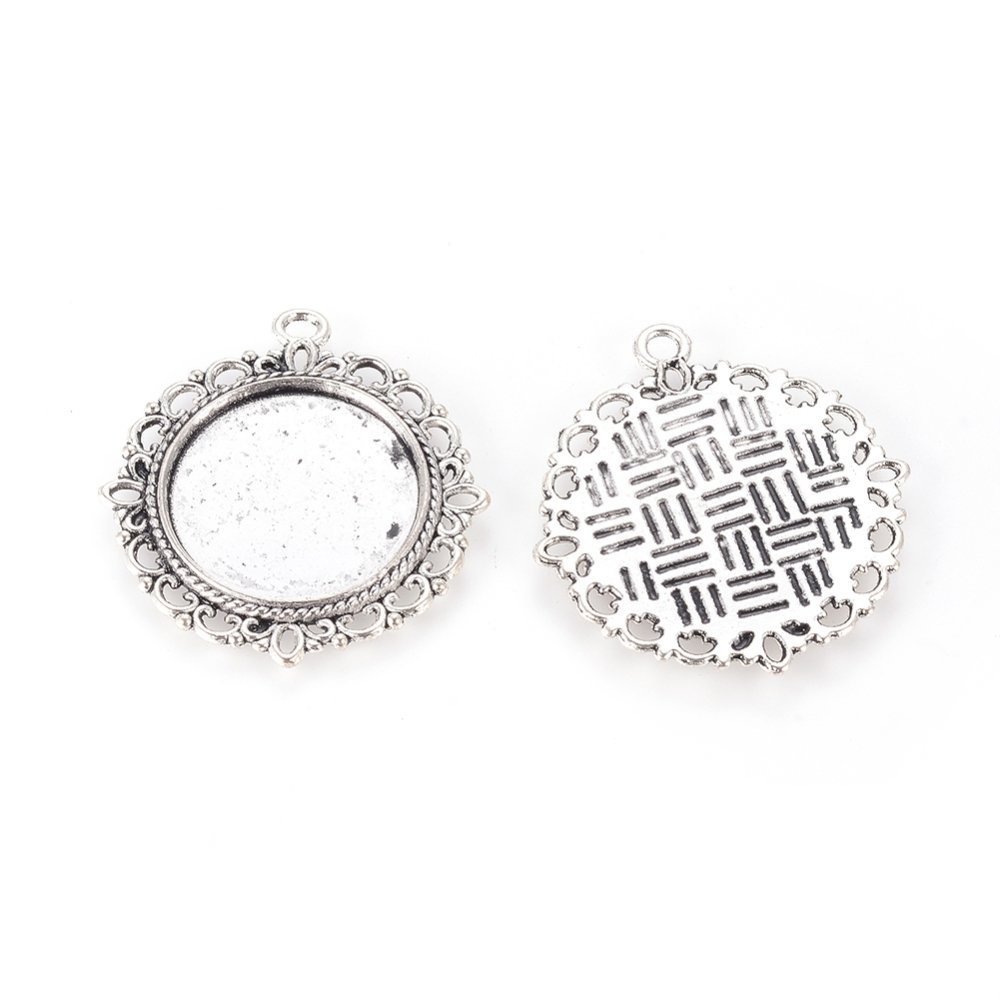 2 x 20mm silver cabochon hållare, cabochon hängande 15290AS