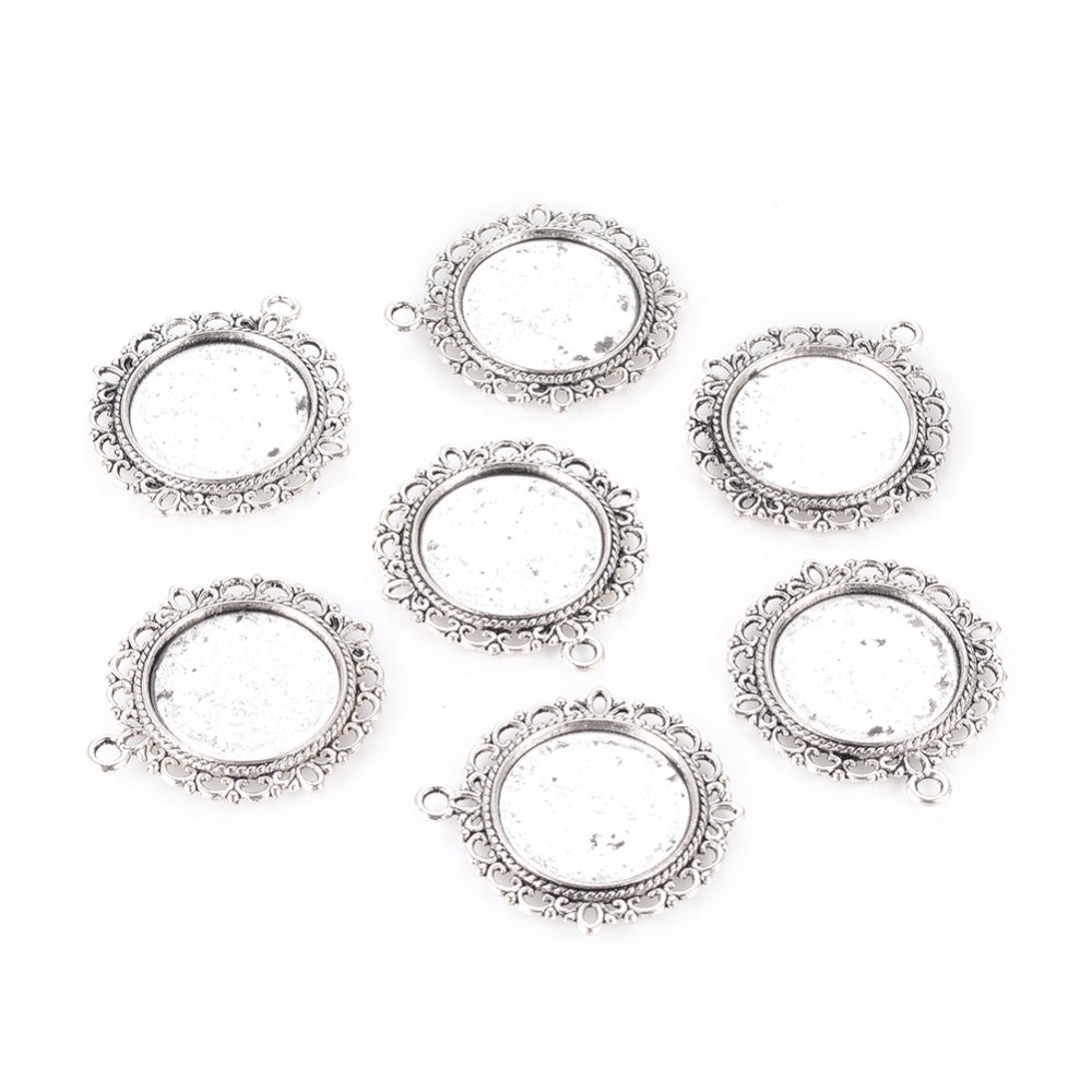2 x 20mm silver cabochon hållare, cabochon hängande 15290AS