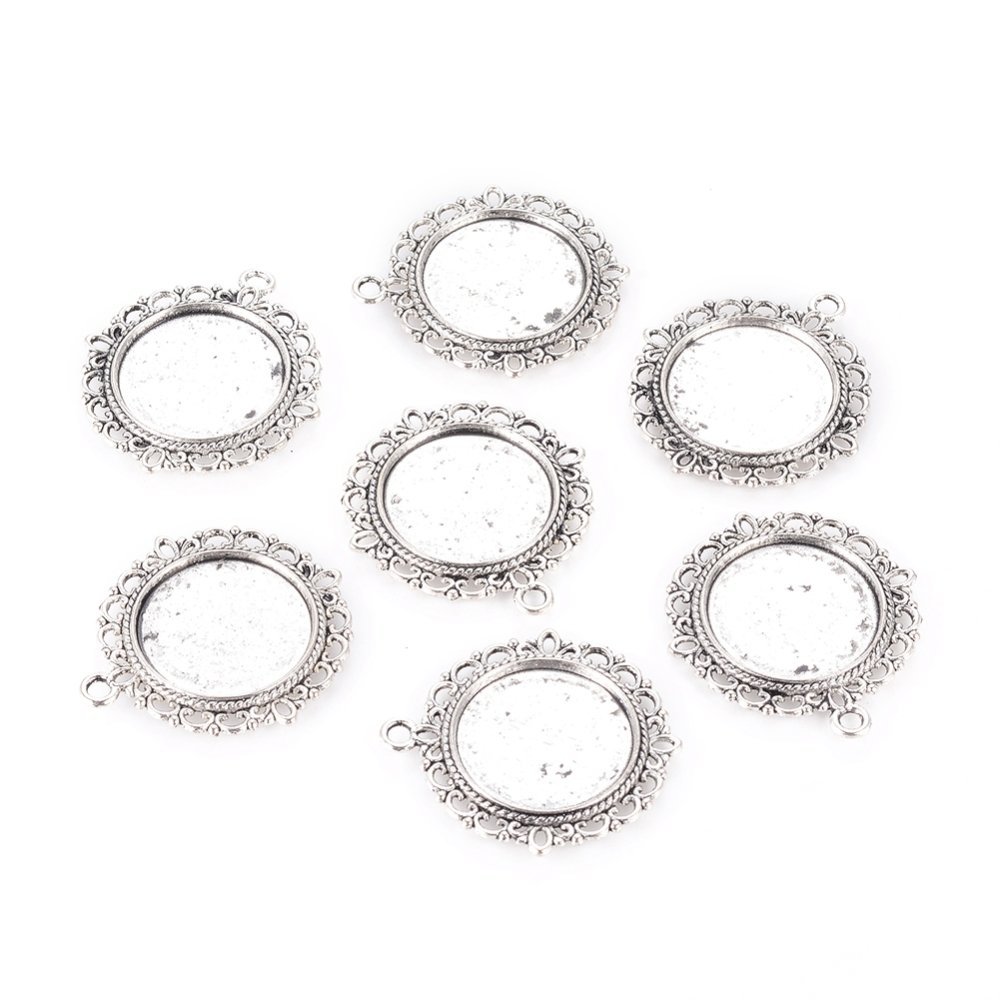 2 x 20mm silver cabochon hållare, cabochon hängande 15290AS