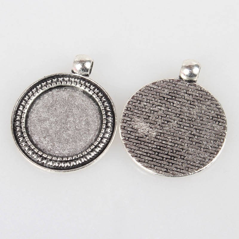 2 x 20mm silver cabochon hållare, cabochon hängare 07AS 