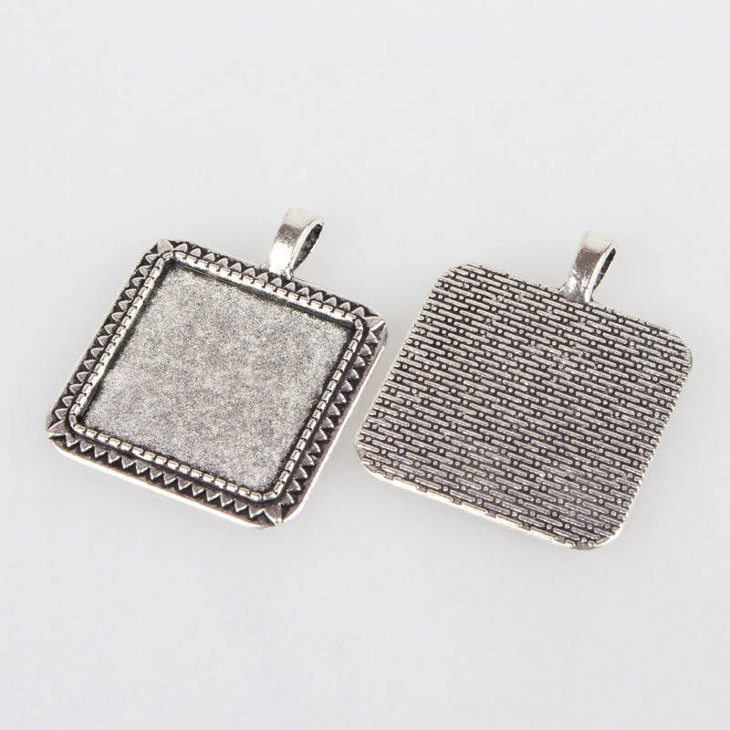 2 x 25mm silver cabochon hållare, cabochon hängare 05AS 