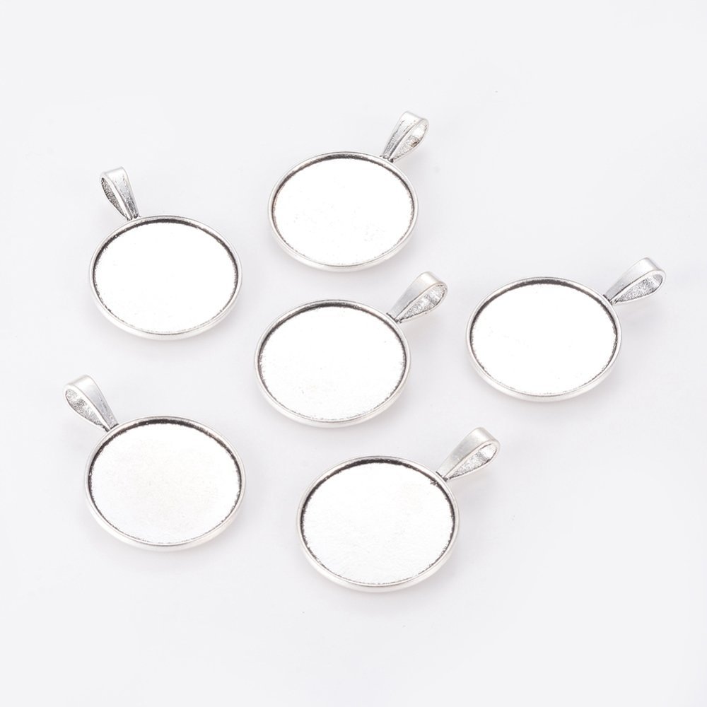 2 x 25mm silver cabochon hållare, cabochon hängare 2419