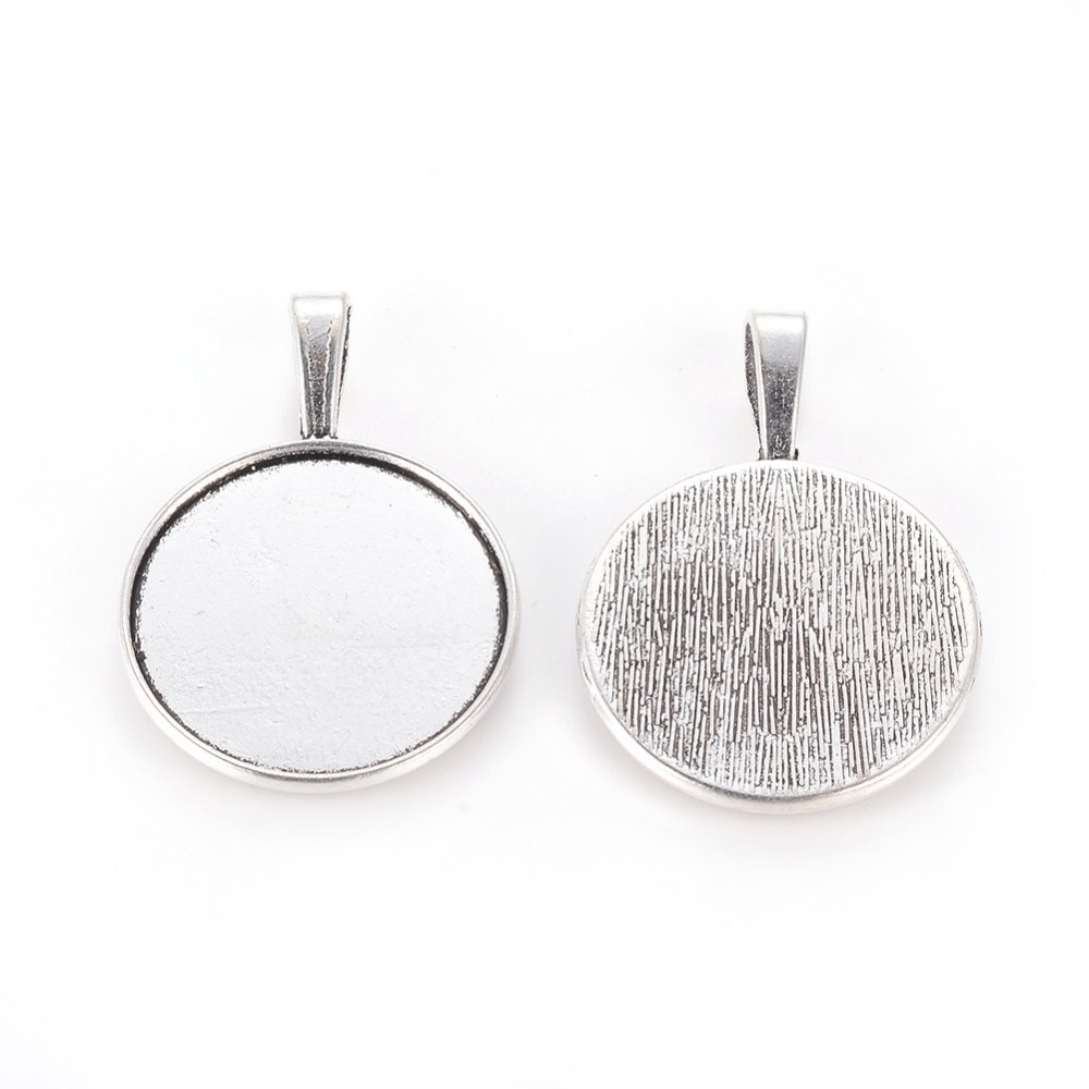 2 x 25mm silver cabochon hållare, cabochon hängare 2419