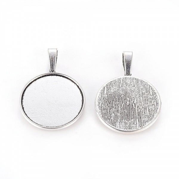 2 x 25mm silver cabochon h&aring;llare, cabochon h&auml;ngare 2419