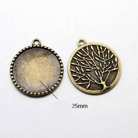 2 x 25mm brons cabochon hållare, cabochon hängare 06AB 