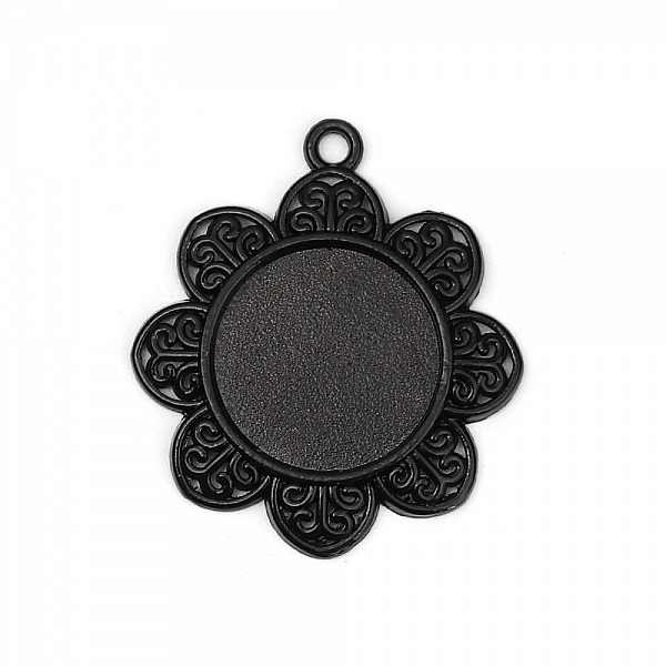 2 x 20mm svarta cabochonh&aring;llare, cabochonh&auml;ngare 8500