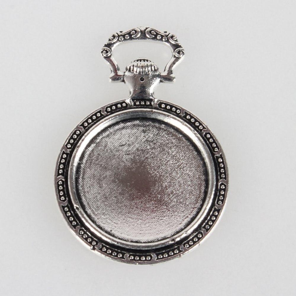 2 x 20mm cabochon hållare silver fickur, cabochon hängen 74AS