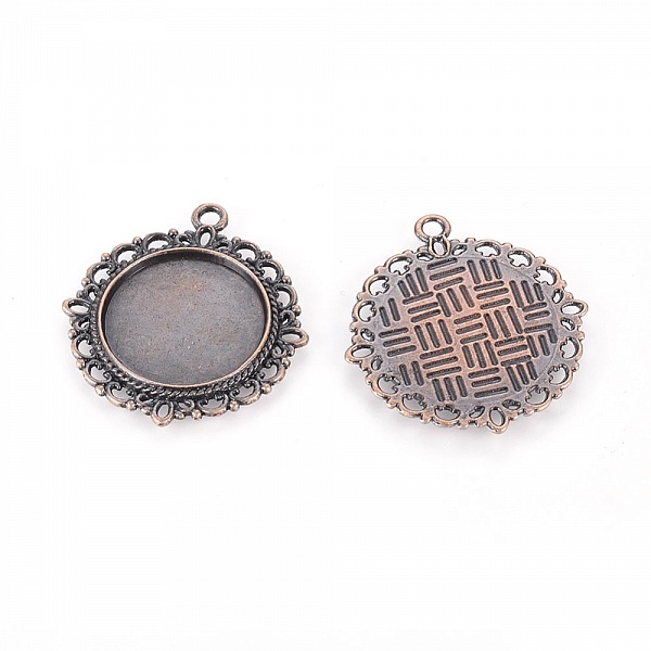 2 x 20mm koppar r&ouml;d cabochon h&aring;llare, cabochon h&auml;ngen 15290AS