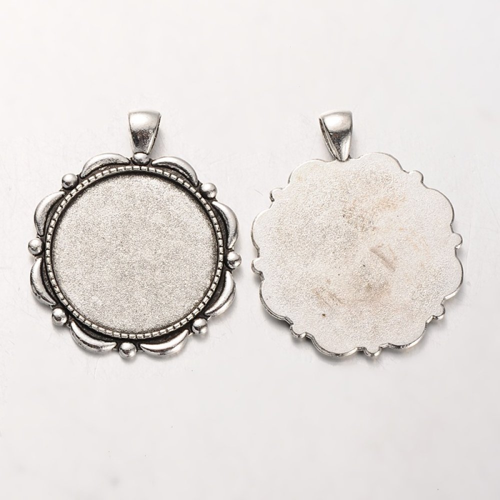 2 x 30mm silver cabochon hållare, cabochon hängare 37AS
