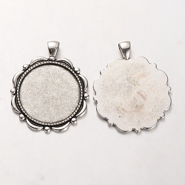 2 x 30mm silver cabochon h&aring;llare, cabochon h&auml;ngare 37AS