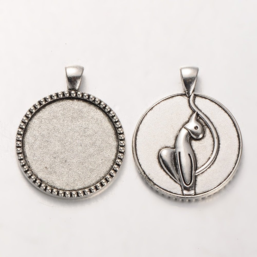 2 x 30mm silver cabochon hållare, cabochon hängare 34AS