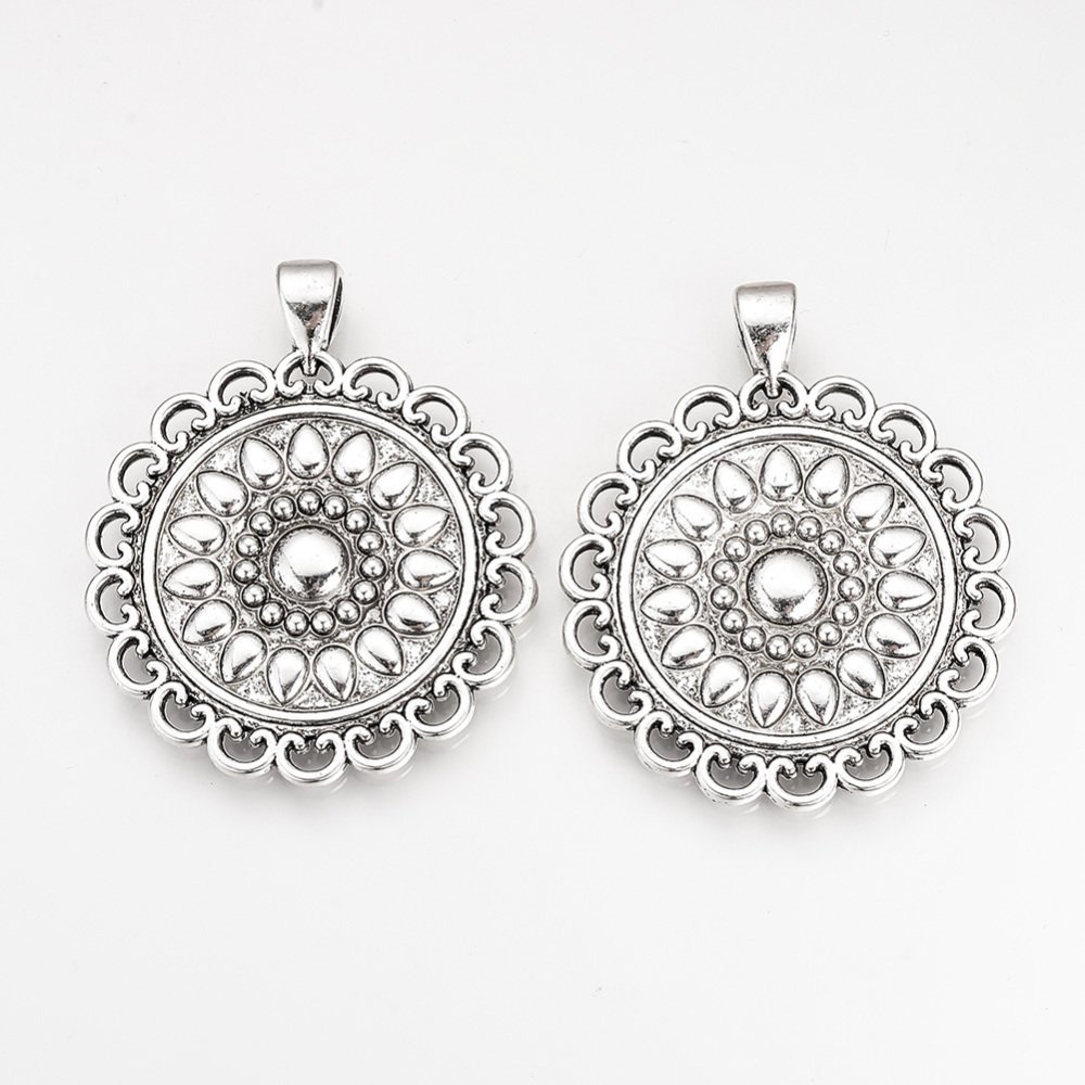 2 x 30mm silver cabochon hållare, cabochon hängare 57AS