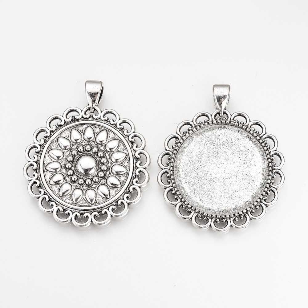 2 x 30mm silver cabochon hållare, cabochon hängare 57AS