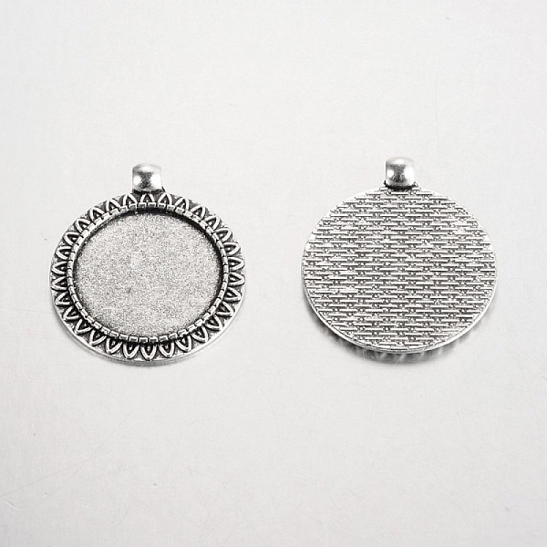 2 x 25mm silver cabochon h&aring;llare, cabochon h&auml;ngen 17AS