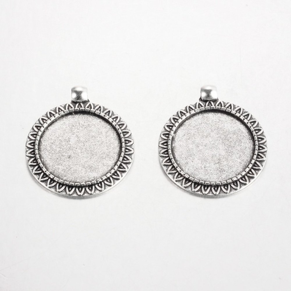 2 x 25mm silver cabochon hållare, cabochon hängen 17AS