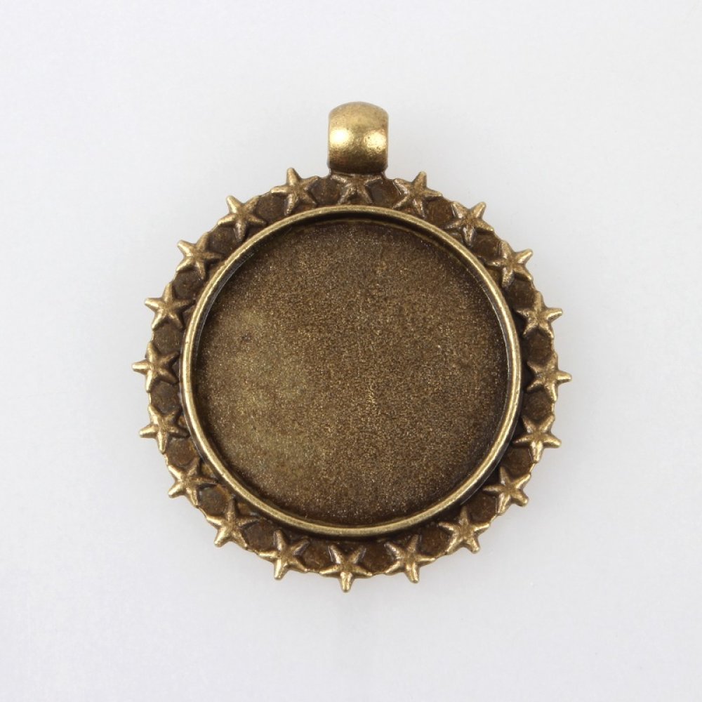 2 x 25mm brons cabochon hållare, cabochon hängare 80AB