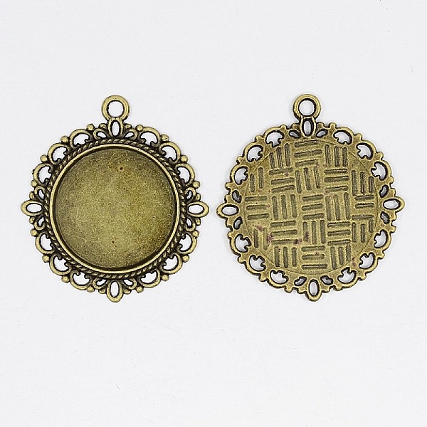 2 supports cabochons de 20mm bronze, pendentifs cabochons X0013