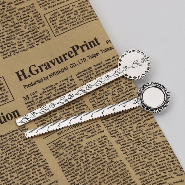 3 bokm&auml;rken linjal cabochon 20 mm N&deg;01 Aged Silver